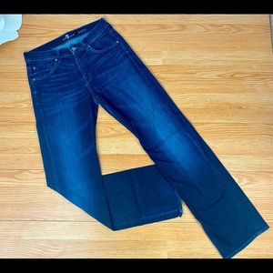 7 For All Mankind Austyn Straight Jeans Mens 31x33 Dark Blue Wash Denim